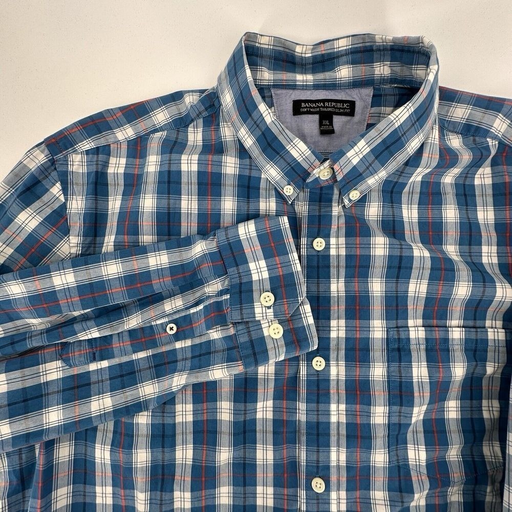 Banana Republic Tailor Slim Fit Striped Collared Long Sleeve Shirt Mens Size XXL